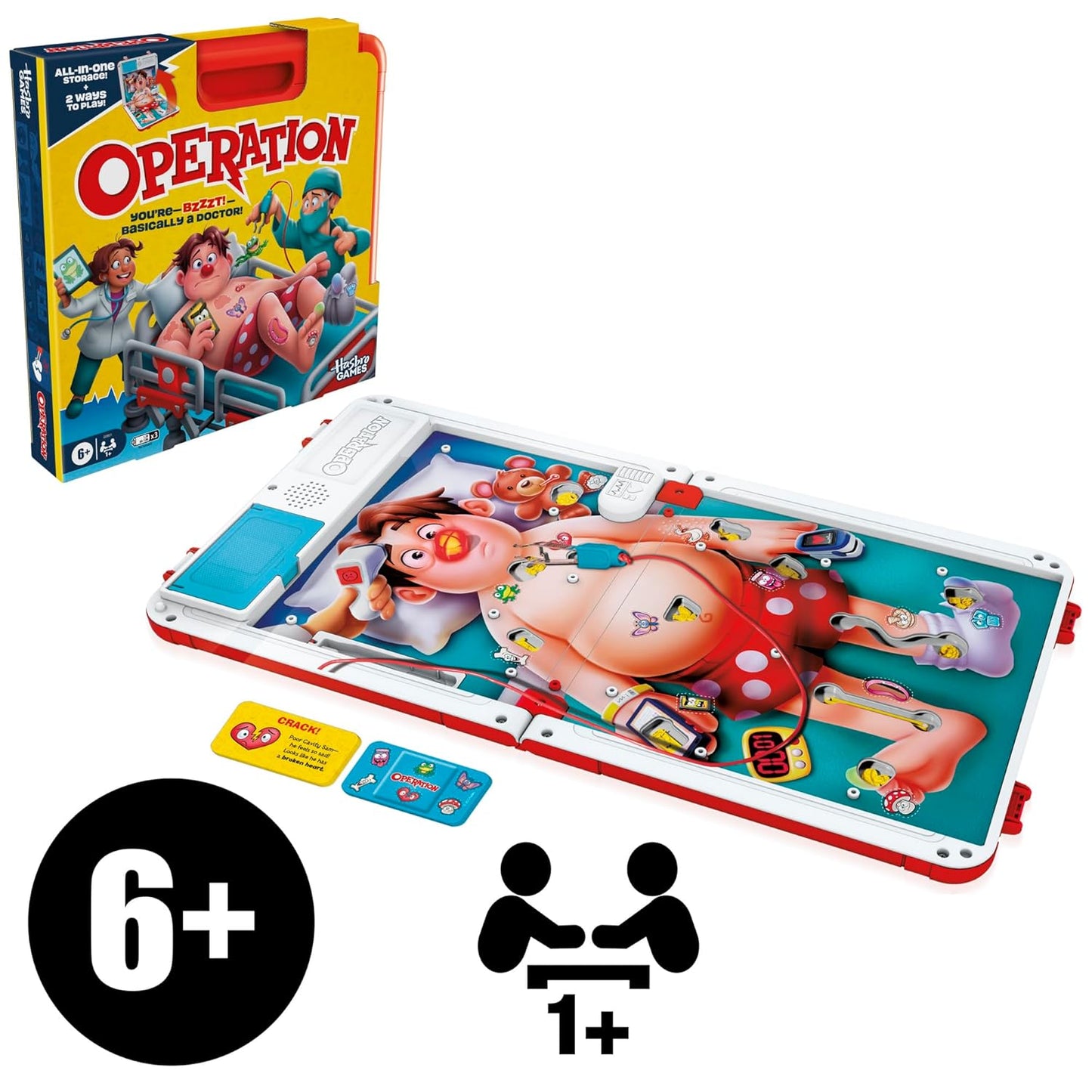 Operation Electronic Board Game with Portable Case, 2 Fun Ways to Play