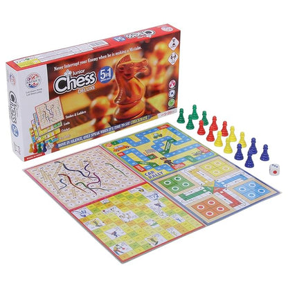 Ratna's 5-in-1 Junior Deluxe Waterproof Board Game Set with Chess