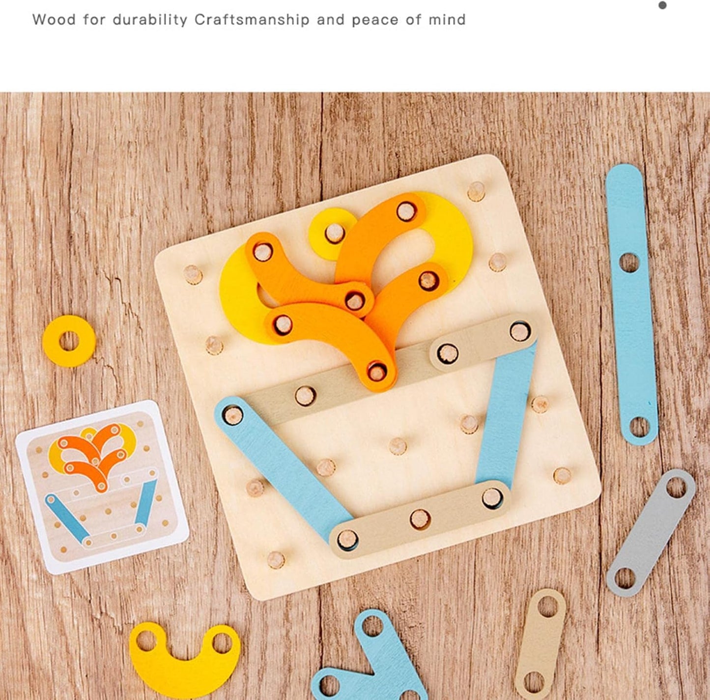 4 Pcs Wooden Shape Matching Puzzle Jigsaw Pegboard Activity STEM Toy