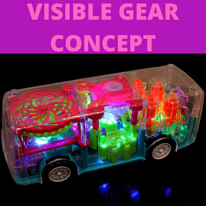 Manvik Enterprises gearbus1 Transparent Gear Bus Bump & Go Light Music Toy