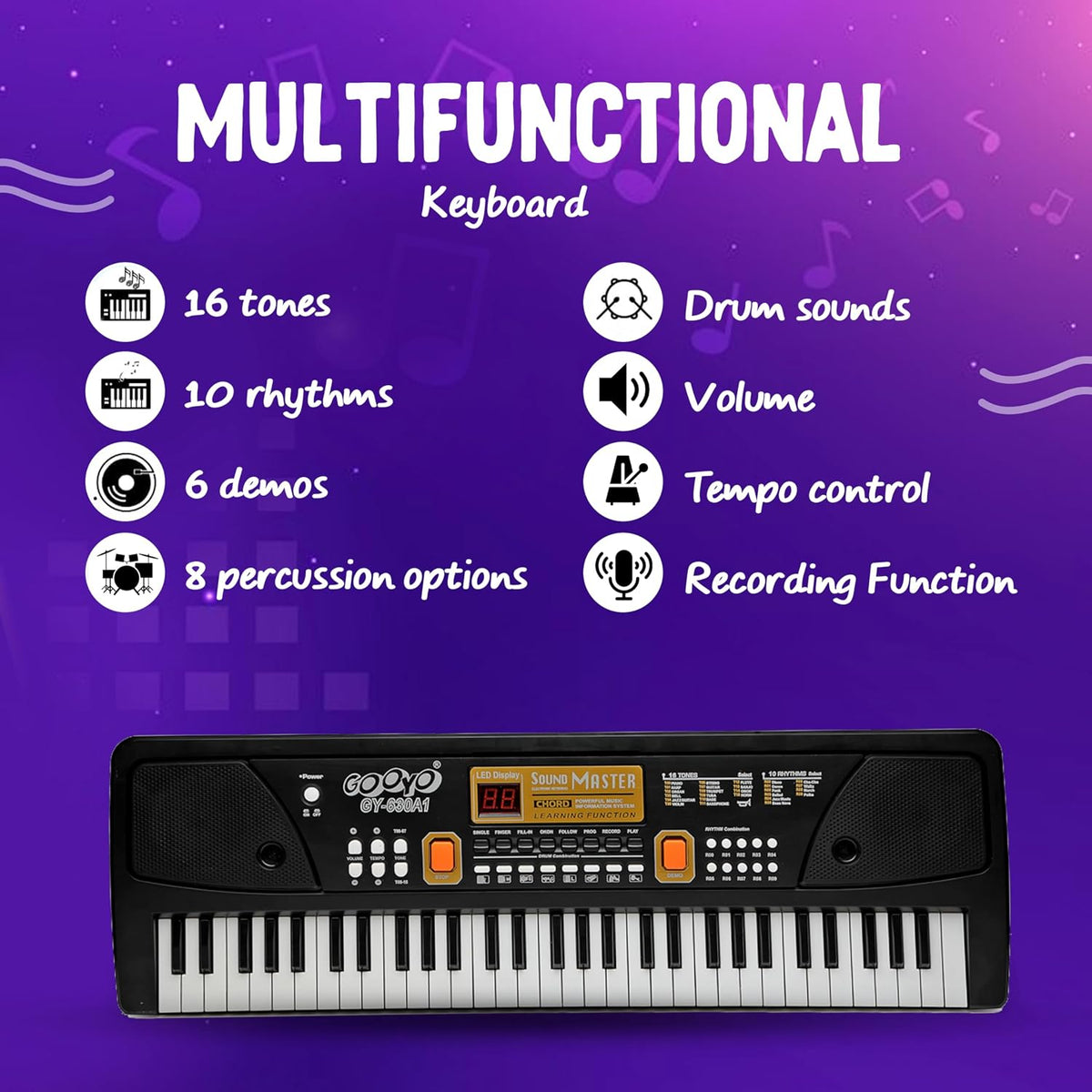 Gooyo 61-Key Musical Piano Keyboard Toy for Kids Black