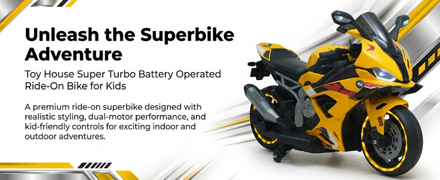 Toy House Battery Operated Ride-On Bike for Kids - B022- Black