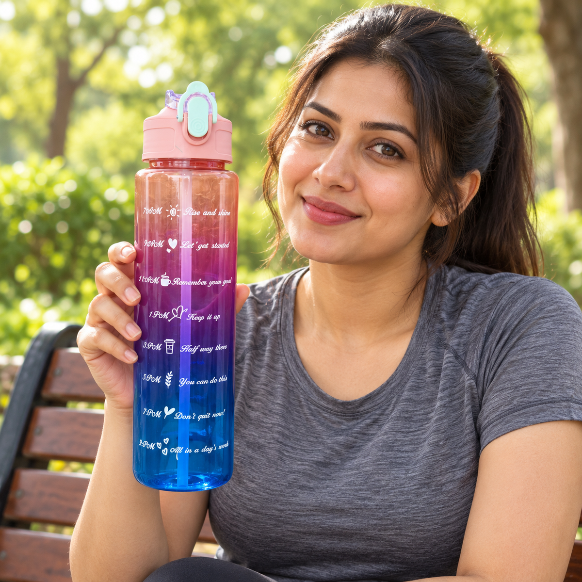 Motivational Water Bottle 900 ML | BPA-Free with Leak-Proof