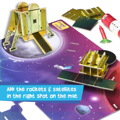 Imagimake Mapology India's Space Odyssey: Educational Rocket Satellite Model Kit & Puzzle
