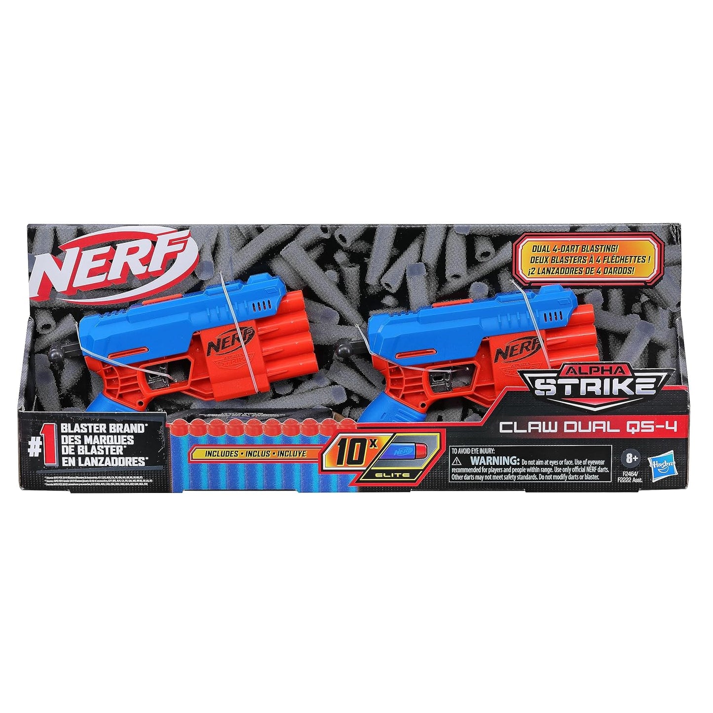 Nerf Alpha Strike Claw Dual QS-4 Blaster Set: Two Blasters, Elite Darts
