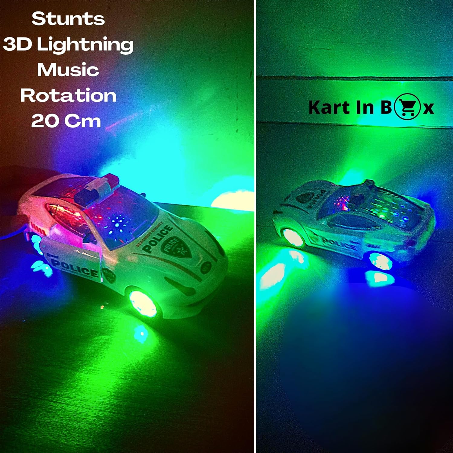 Dynamic Stunt Police Car Toy: 3D Lights, Siren, Music, Lightning Wheels