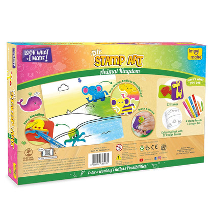 Imagimake Animal Kingdom Stamp Art Mess-Free Kids Coloring Set 3+ Years