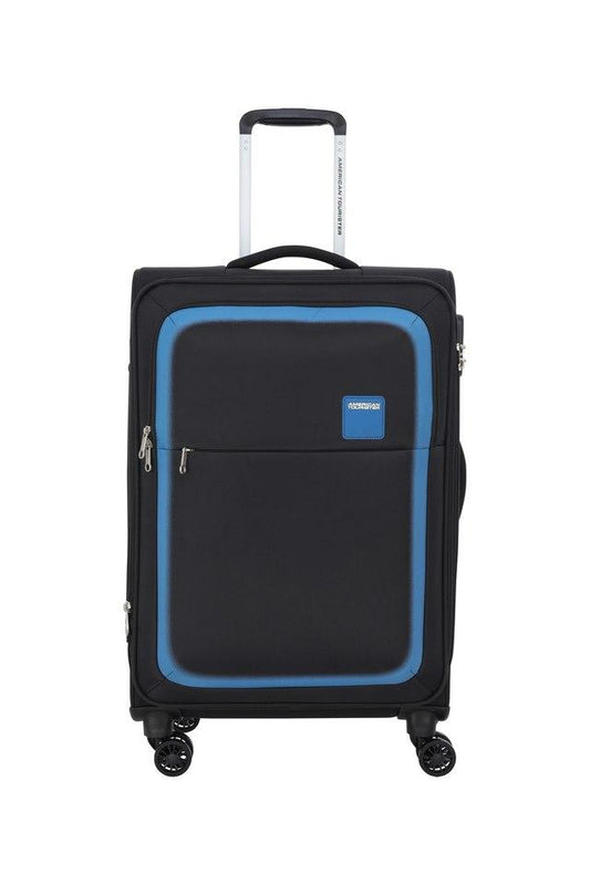 American Tourister Seville Black 8 Wheel Soft Trolley Cabin Suitcase