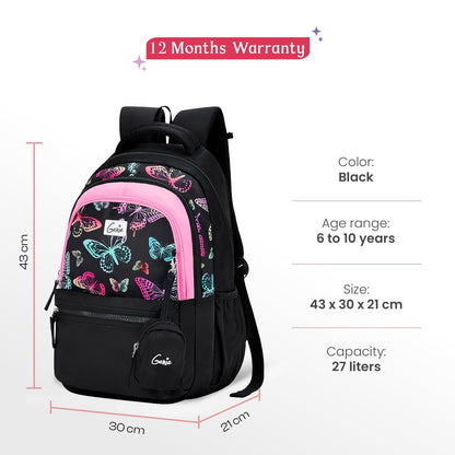 Genie Nectar 27L Black School Backpack with 1 Year Warranty