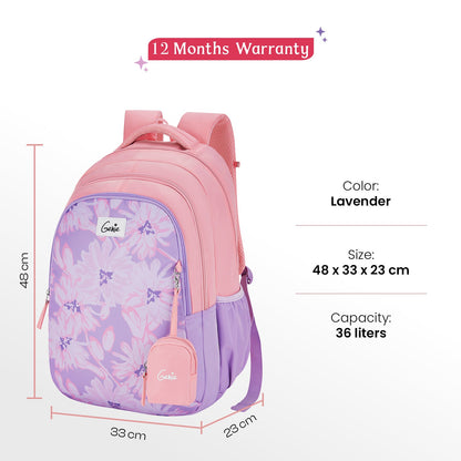 Genie Gaze 36L Lavender School & College Backpack with 1 Year Warranty