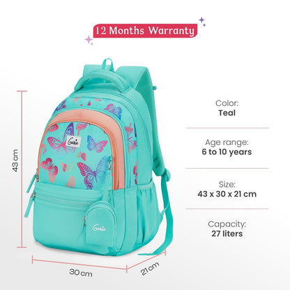 Genie Nectar 27L Teal School Backpack with 1 Year Warranty