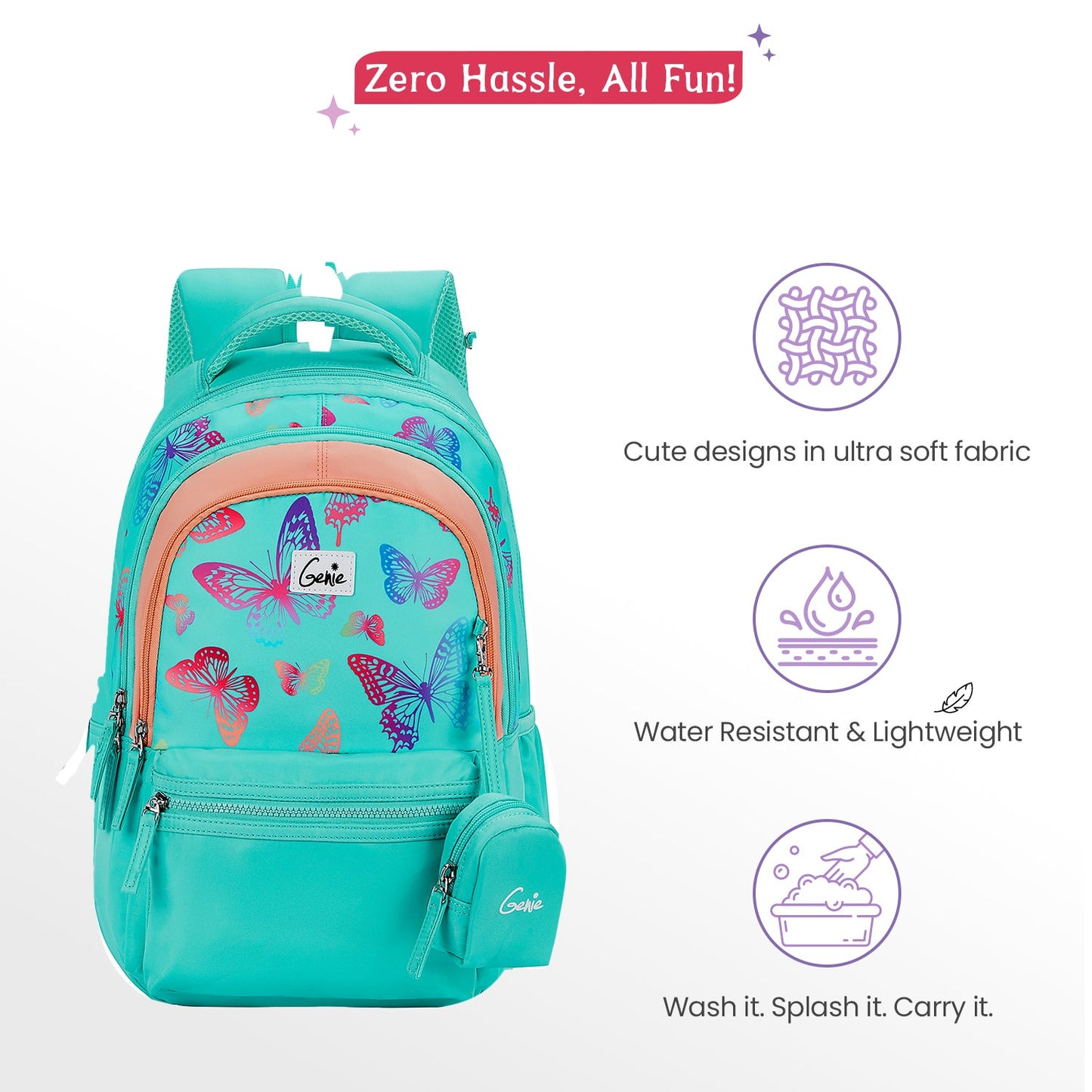 Genie Nectar 27L Teal School Backpack with 1 Year Warranty