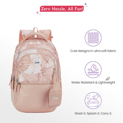 Genie Donna 27L Beige School Backpack with 1 Year Warranty