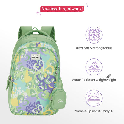 Genie Laena 36L Ash Green School Backpack with 1 Year Warranty