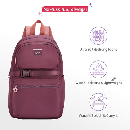 Genie Maple 21L Wine College Backpack With Laptop Sleeve + 1 Year Warranty