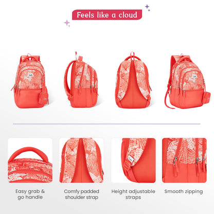 Genie Donna 27L Coral School Backpack with 1 Year Warranty