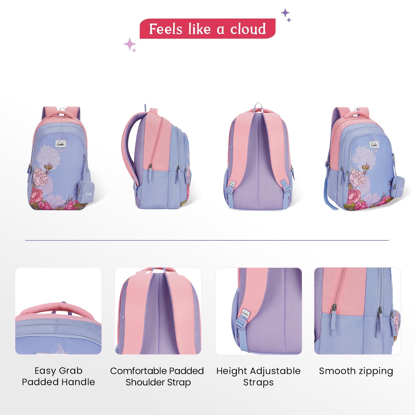 Genie Juliet 36L Lavender School & College Backpack with 1 Year Warranty