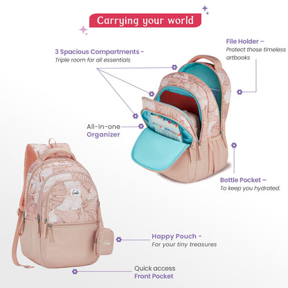 Genie Donna 27L Beige School Backpack with 1 Year Warranty