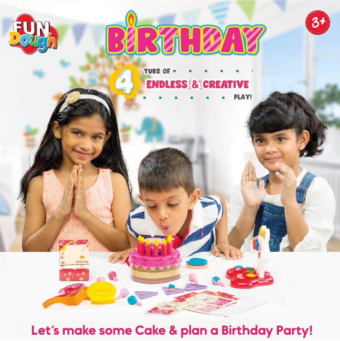 Fundough Birthday Bakery Playdough Set - Creative Kids Pretend Play Dough Kit