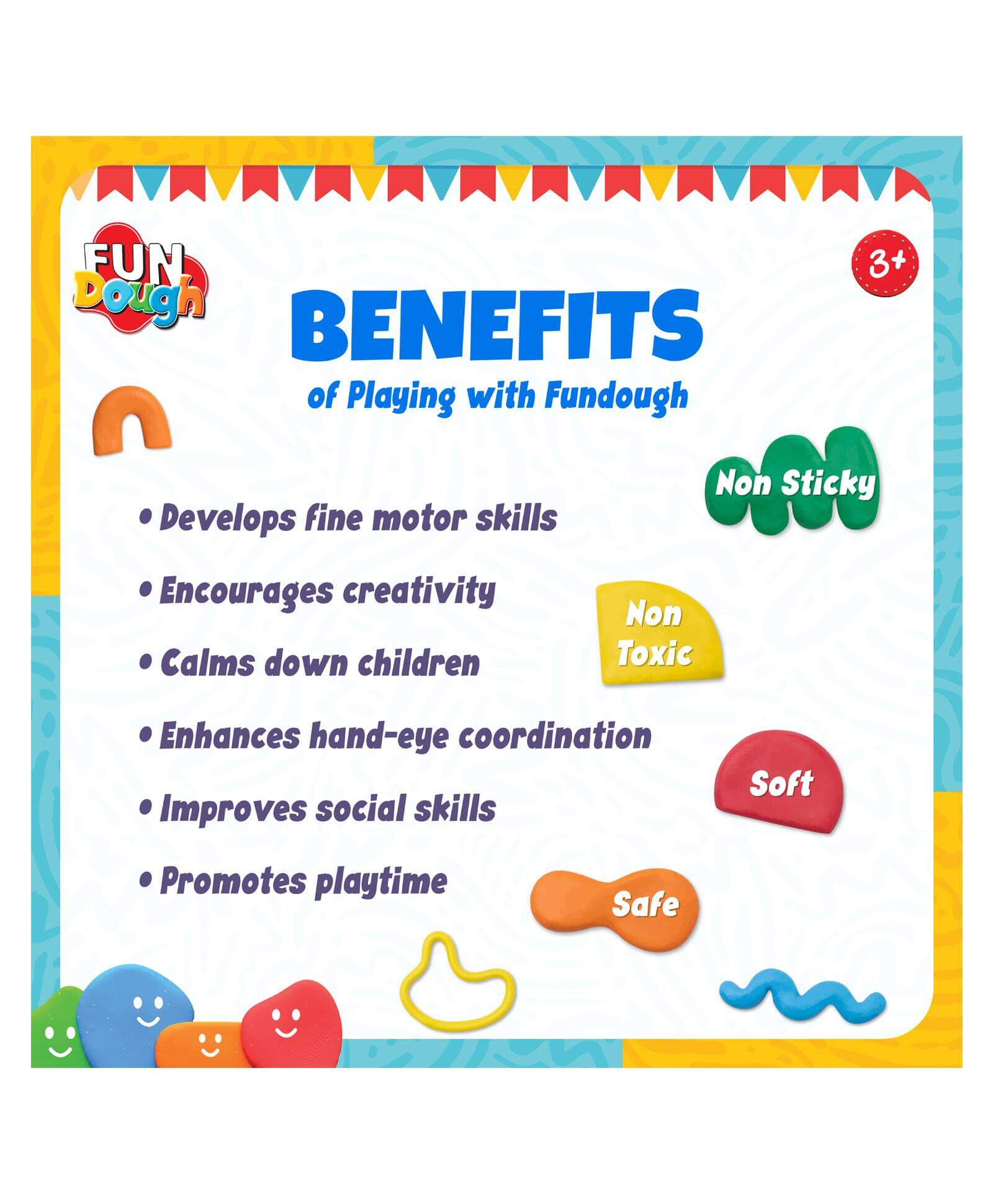 FunDoh 12-Pack Vibrant Assorted Modeling Clay Tubs for Kids Creative Play