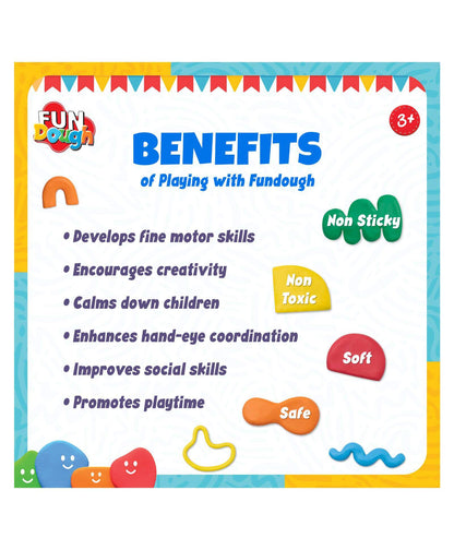 FunDoh 12-Pack Vibrant Assorted Modeling Clay Tubs for Kids Creative Play