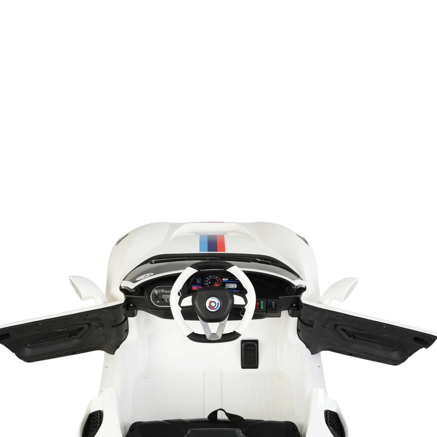 Toy House Battery Operated Ride-On Car for Kids - White With Sticker