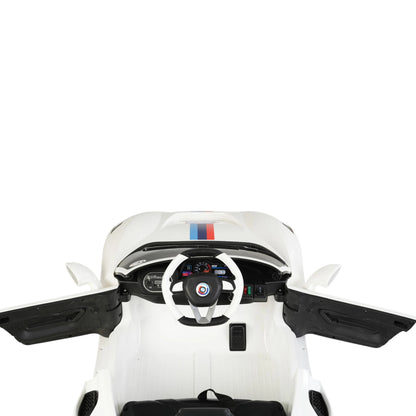 Toy House Battery Operated Ride-On Car for Kids - White With Sticker