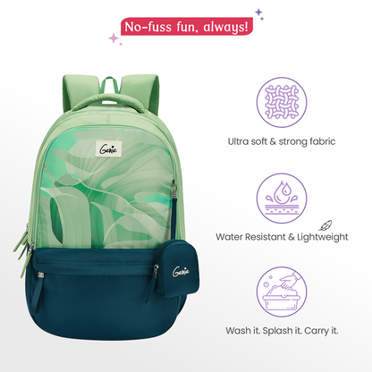 Genie Celia 40L Dark Green Laptop Backpack With Raincover + 1 Year Warranty