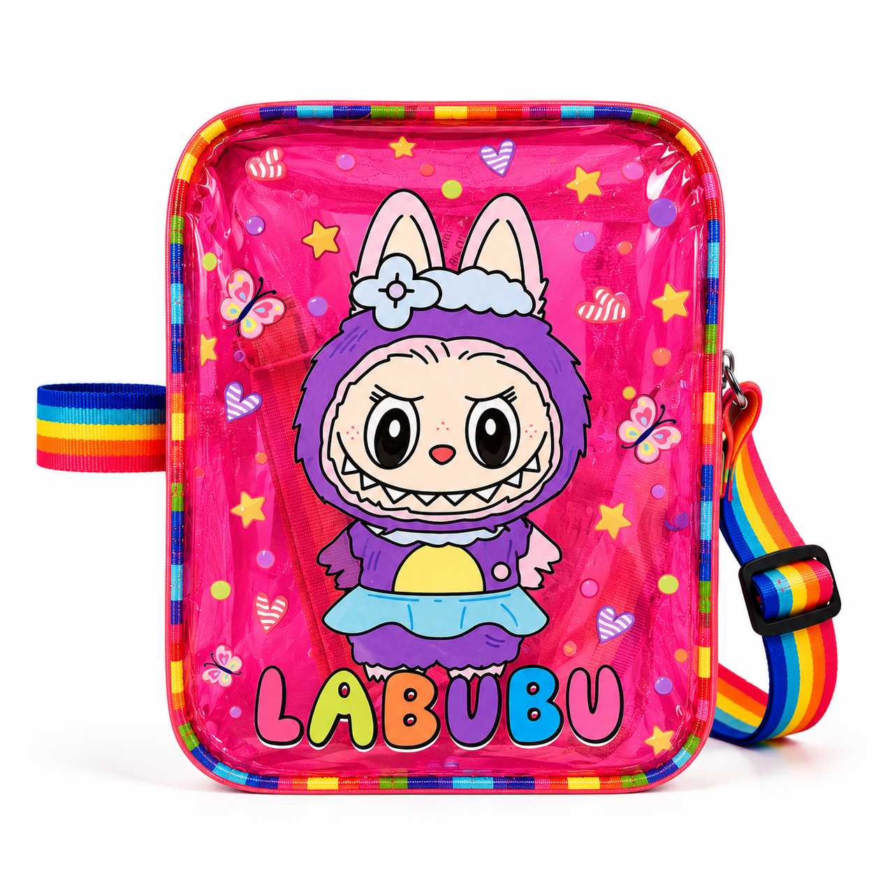 Kids  Labubu Jelly Waterproof Bag with Rainbow Straps