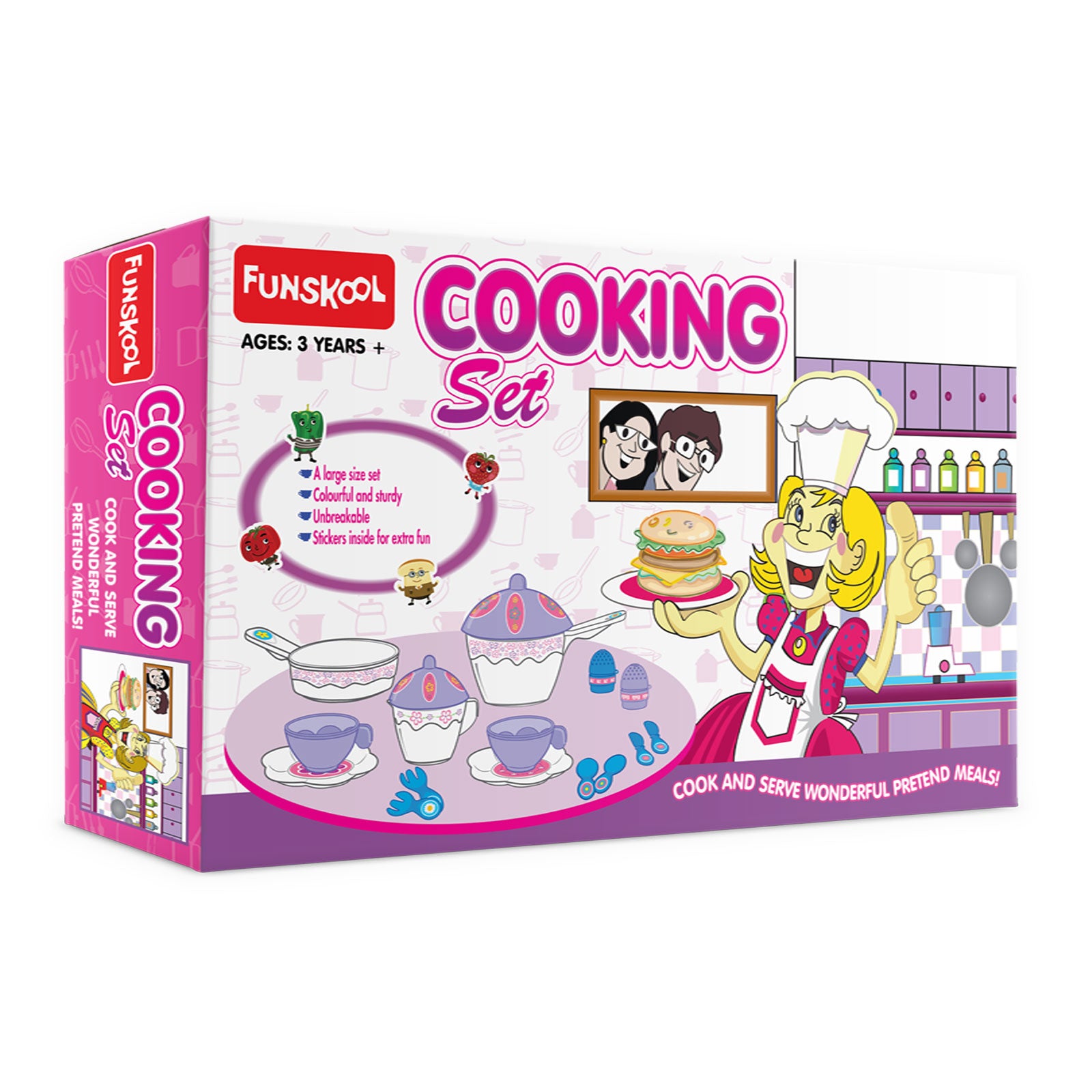 Funskool Giggles Sturdy Colourful Pretend Play Kitchen Cooking Set Toy