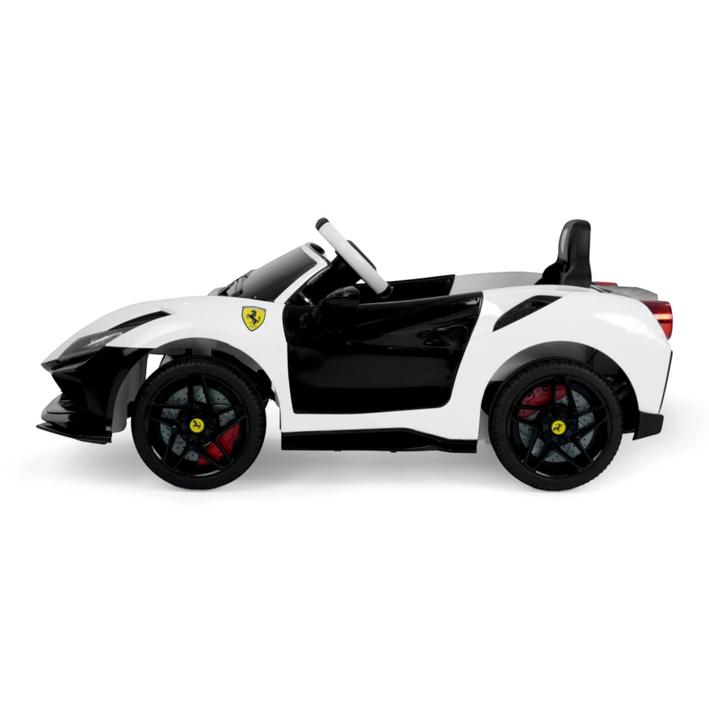 Toy House Battery Operated Ride-On Car for Kids - White With Black