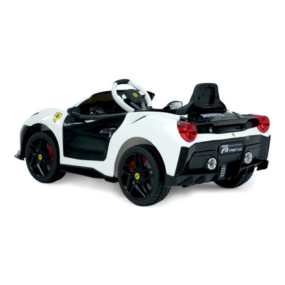 Toy House Battery Operated Ride-On Car for Kids - White With Black