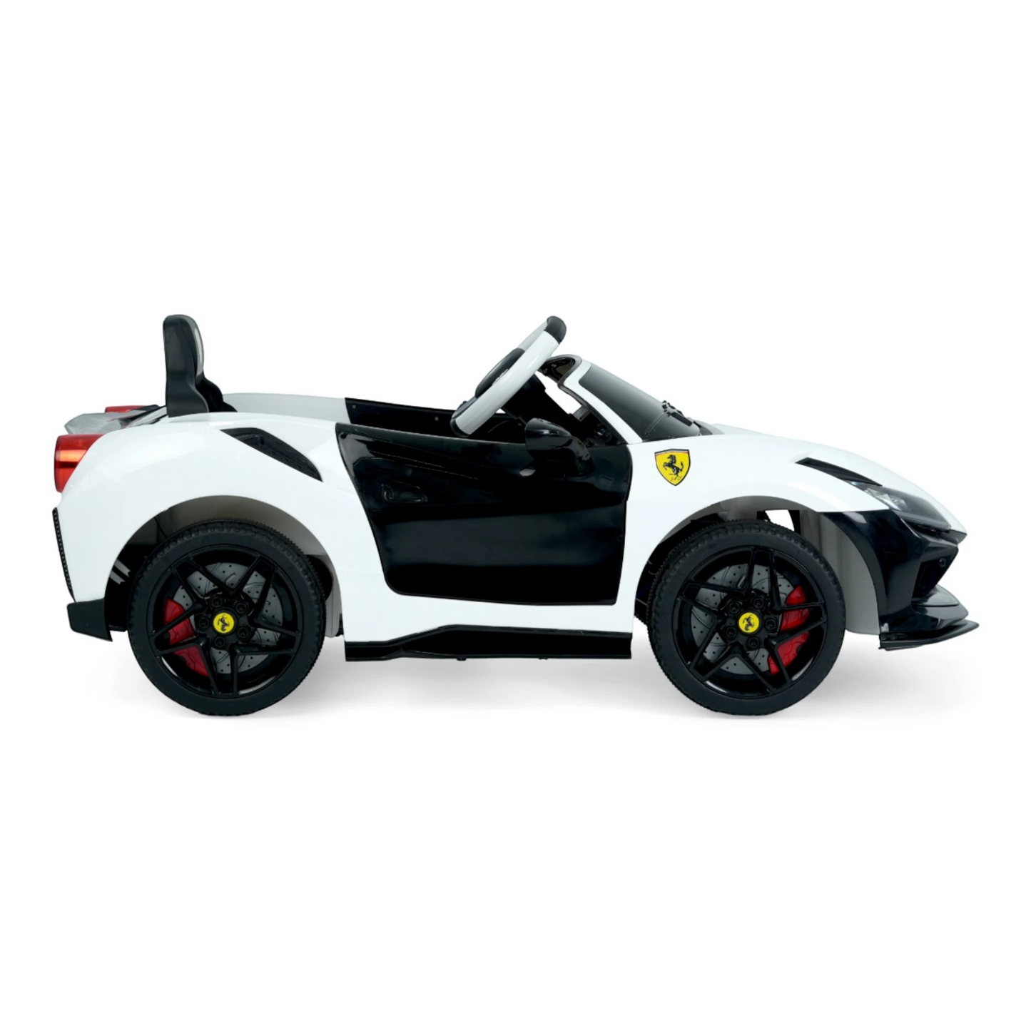 Toy House Battery Operated Ride-On Car for Kids - White With Black