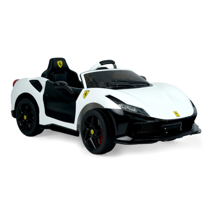 Toy House Battery Operated Ride-On Car for Kids - White With Black
