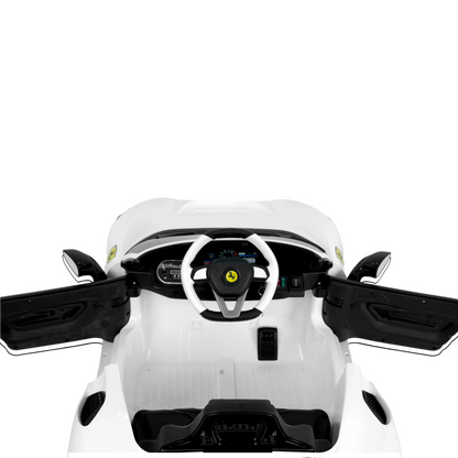 Toy House Battery Operated Ride-On Car for Kids - White With Black