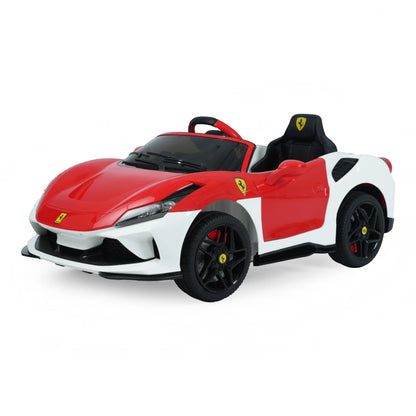 Toy House Battery Operated Ride-On Car for Kids - White With Red