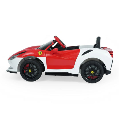 Toy House Battery Operated Ride-On Car for Kids - White With Red