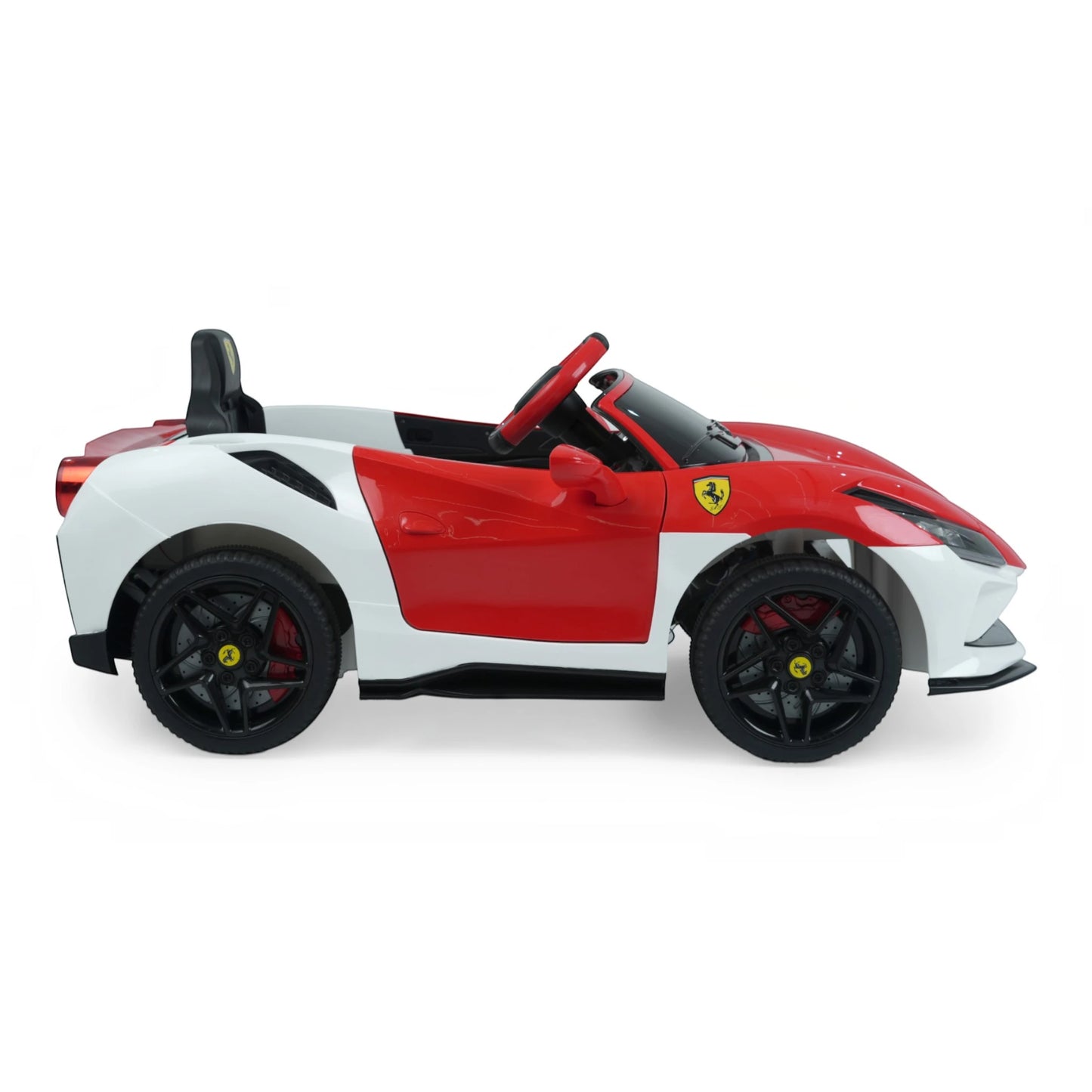 Toy House Battery Operated Ride-On Car for Kids - White With Red
