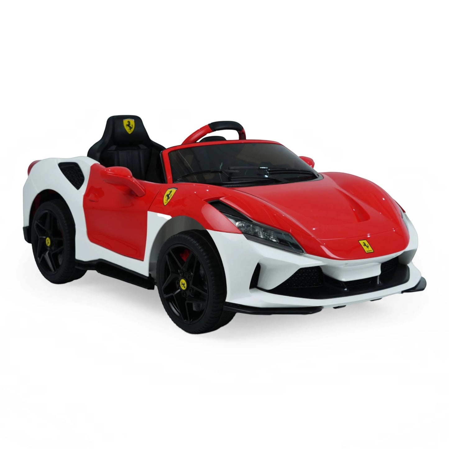 Toy House Battery Operated Ride-On Car for Kids - White With Red