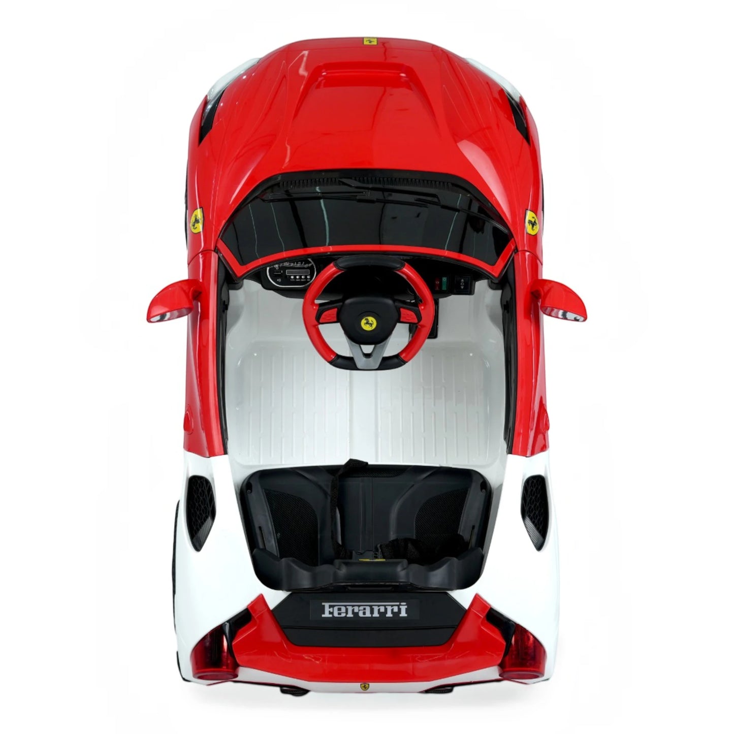 Toy House Battery Operated Ride-On Car for Kids - White With Red