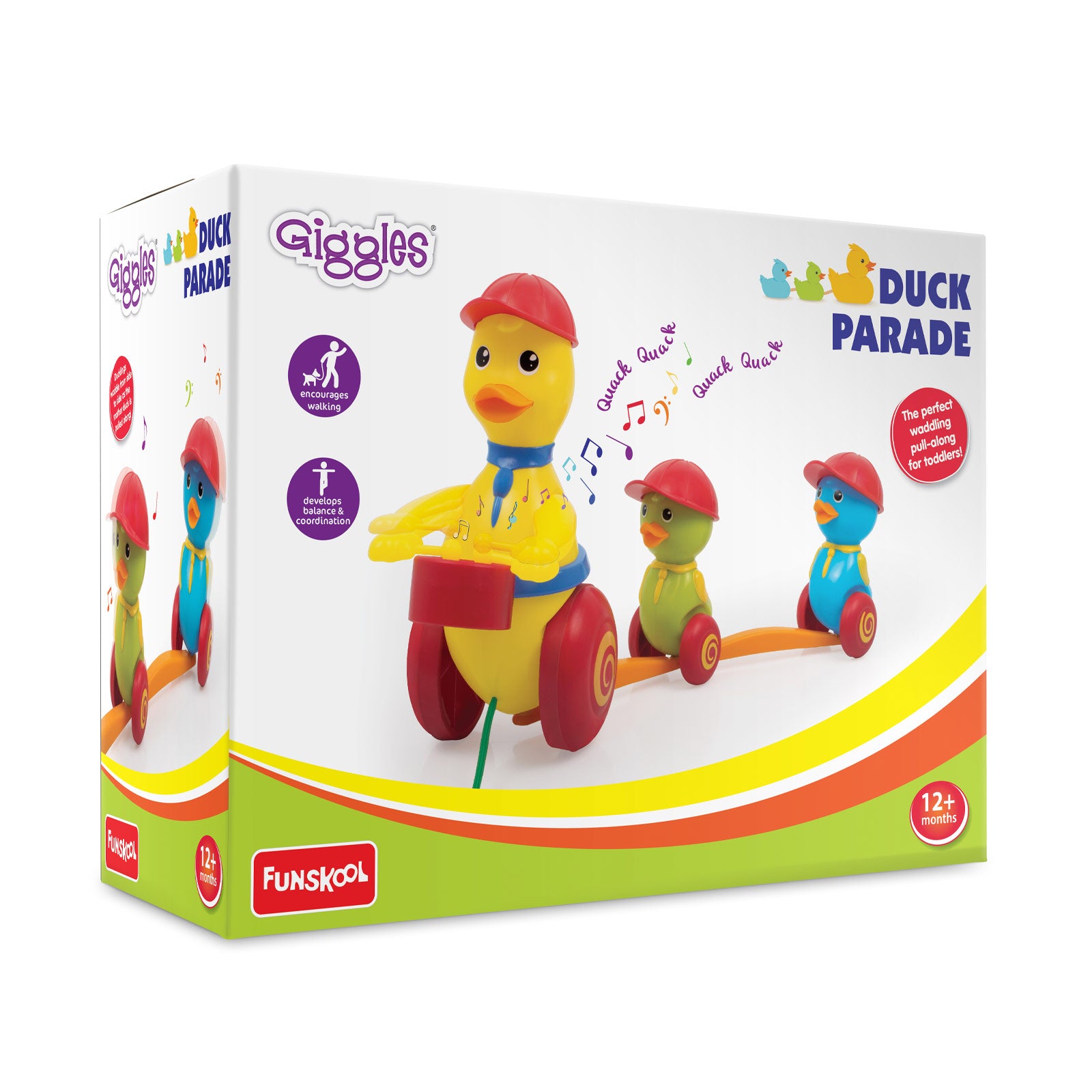 Funskool Colorful Duck Parade Pull-Along Toy Train Puzzle for Toddlers