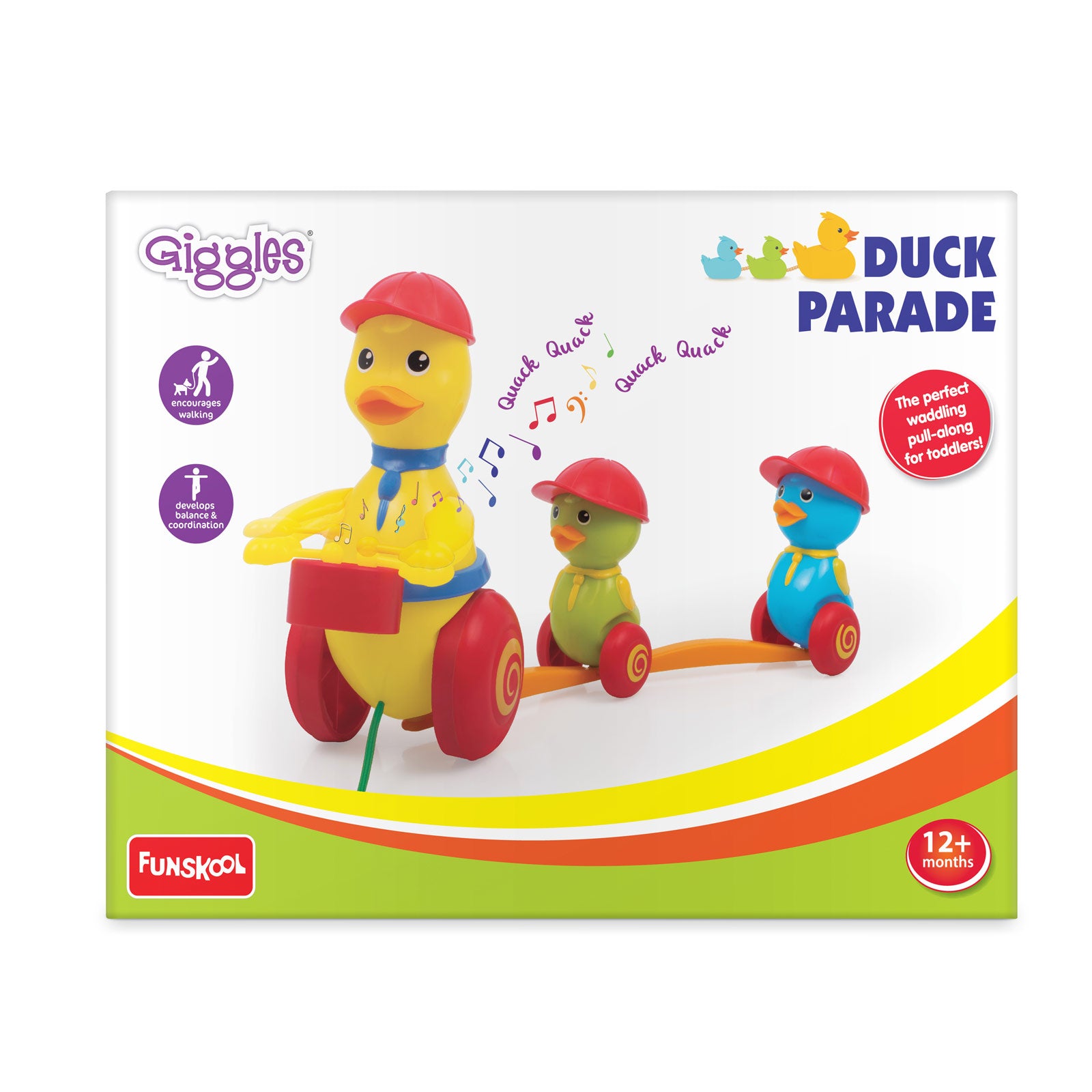 Funskool Colorful Duck Parade Pull-Along Toy Train Puzzle for Toddlers