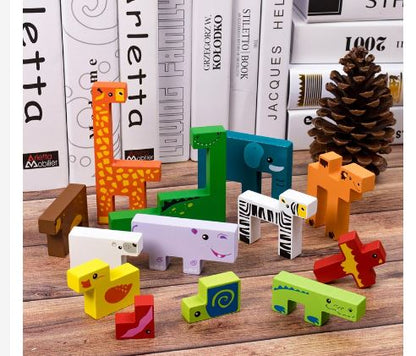 Extrokids 3D Wooden Animal Jigsaw Puzzle Cube Toy for Kids' Learning