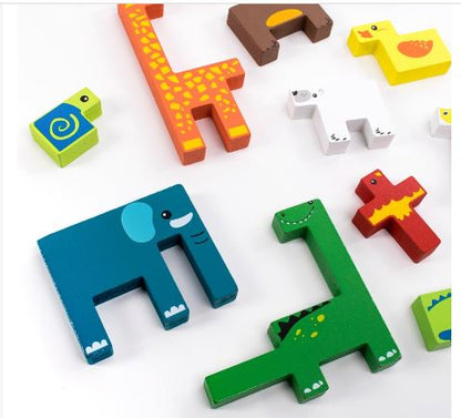 Extrokids 3D Wooden Animal Jigsaw Puzzle Cube Toy for Kids' Learning