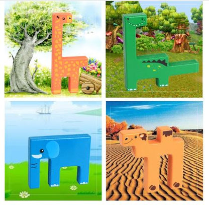 Extrokids 3D Wooden Animal Jigsaw Puzzle Cube Toy for Kids' Learning