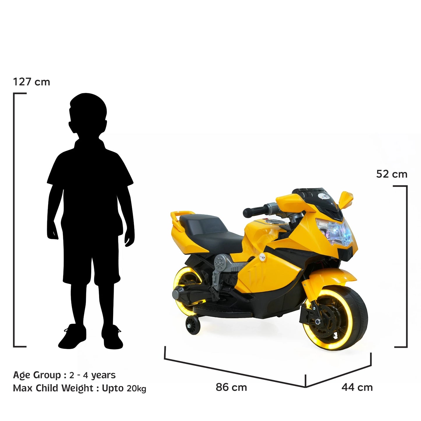 Toy House Mini Ninja Ride-On Bike for Kids - Age 2 to 4 - B005-Yellow