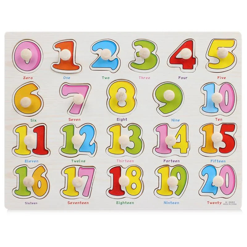Wooden Numbers 0-20 Matching Puzzle Board