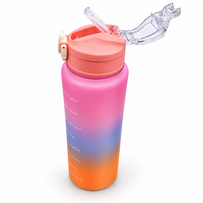 Motivational Water Bottle 3pcs Set with Time Markers Water Lines - 2000ml, 900ml,300ml