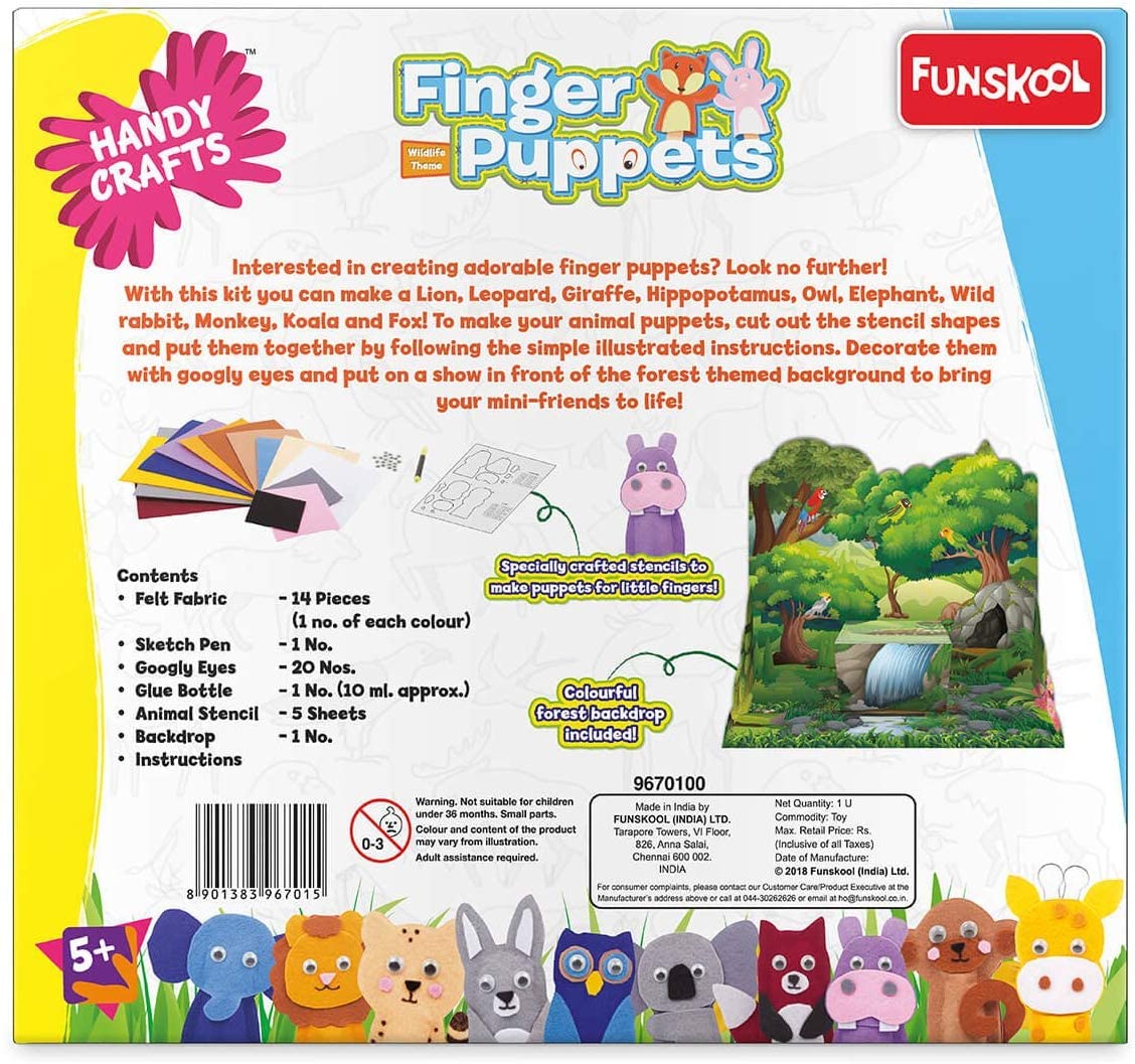 Funskool Handycrafts Animal Finger Puppets DIY Art Craft Kit