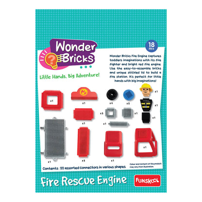 Funskool Wonder Bricks Fire Rescue Engine Toddler Construction Toy Set